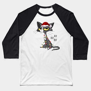 Grumpy Christmas cat Santa hat Baseball T-Shirt